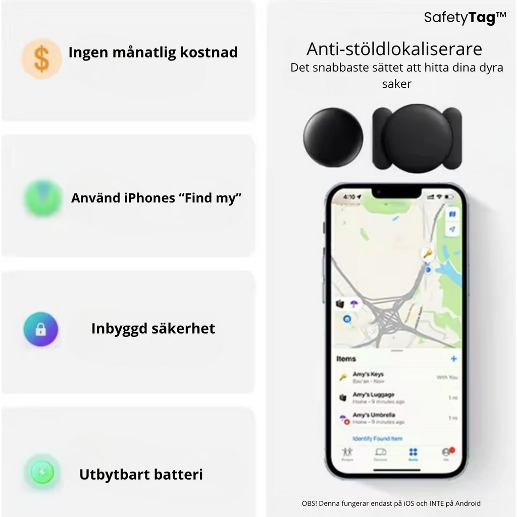 SafetyTag™ - Vet alltid var dina värdesaker är – känn dig trygg varje dag